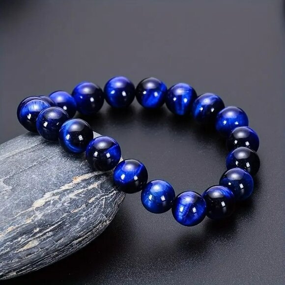 Lapis Lazuli Tiger Eye Stone Bracelet (SKU #0371) - Picture 5 of 5